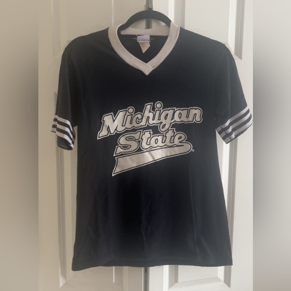 Soffe Vintage Black and White Michigan State Jersey T-shirt